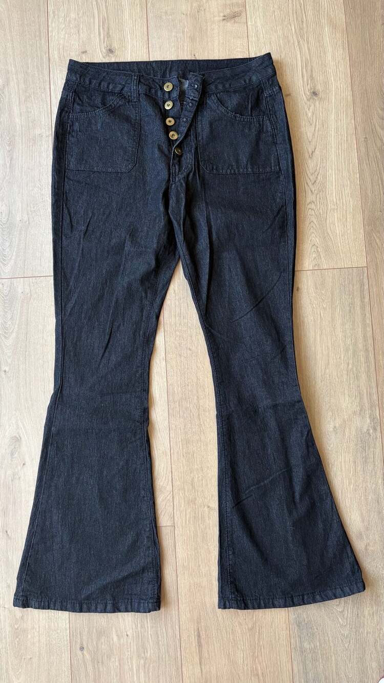 Flare Jeans Size S Black Denim Button Fly Bell Bottoms